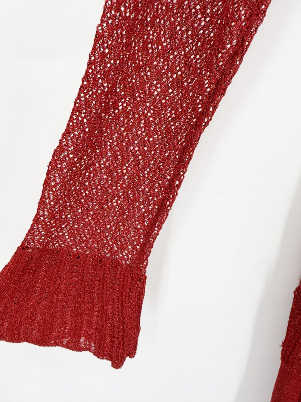Lela Rose Piper Pointelle Tiered Maxi Dress Size M in Red - Picture 4 of 8